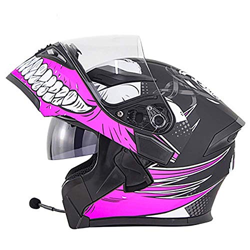 XYXZ Cascos Integrales para Moto Cascos Modulares para Moto Bluetooth, Cascos Integrales Abatibles con Visor Doble Antivaho, Micrófono con Auricular Bluetooth Integrado con Dos Altavoces, CE