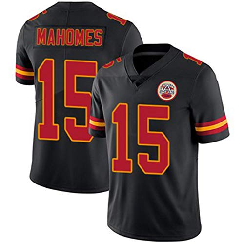 YDYL-LI Camiseta De Los Hombres De La Camiseta De Fútbol Americano Camiseta # 15 Patrick Mahomes Rugby Fan Training Jersey Tops Grandes, Cómodos,Negro,L