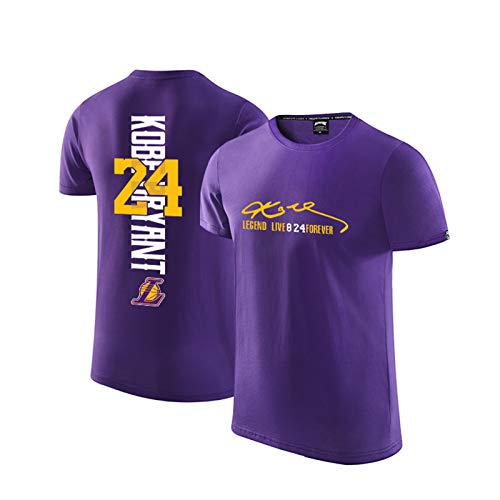 YPKL Camiseta de baloncesto Kobe Bryant, camiseta de baloncesto negra Mamba Lakers 24# edición conmemorativa unisex de manga corta, camiseta de entrenamiento para fans (S-3XL)