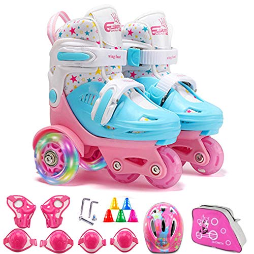 YUANYI Patines Niña 4 Ruedas Patines Niños Adulto Triple Bloqueo Transpirable Patinaje sobre Hielo Juegos,Pink-M