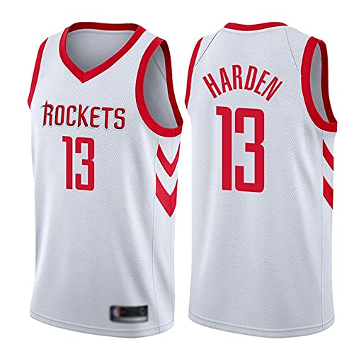 YZQ Uniformes De Baloncesto para Hombre, Houston Rockets # 13 James Harden NBA Verano Camisetas De Baloncesto Al Aire Libre Tops Casuales Deportes Chaleco Camisetas,Blanco,L(175~180CM)