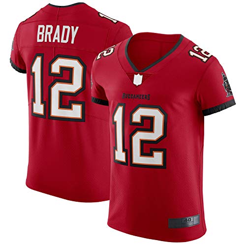 ZAIKAI Camiseta de fútbol transpirable Tom Custom Camiseta de Rugby Tampa Bay American Football Buccaneers Jersey Brady #12 Vapor Elite Jersey - Rojo -S