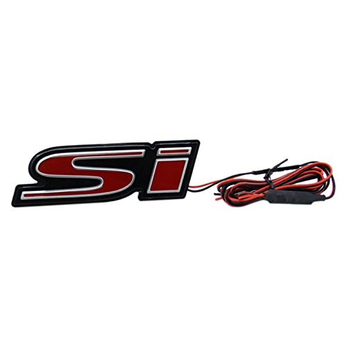 ZKL shop Emblemas de Coches 1x Logo SI Logo Coche Capucha Capucha Grille Emblema LED luz para Honda Civic Spirior, etc. Emblemas (Color : Black)