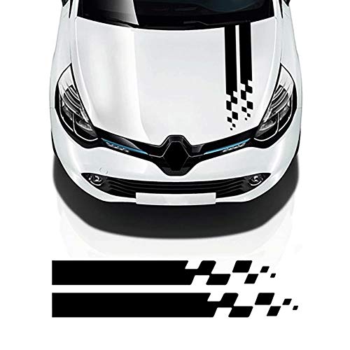 ZKL shop Emblemas de Coches Pegatina con Capucha de Rayas de Coches Racing Bonnet Sport Decal para Renault Megane Clio RS CAPTUR SANDERO Espace TWINGO Scenic Laguna Trafica Emblemas