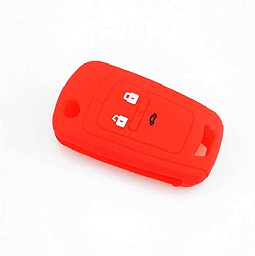 ZSDEW Carcasa Protectora para Llave de Coche, Funda para Llave Inteligente, Funda de Silicona para Llavero de Coche, protección para Capota, Apto para Chevrolet Chevy Cruze Spark Onix Volt   Rojo