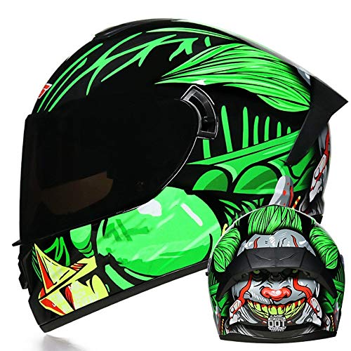 ZYW Los Hombres Y Las Mujeres Casco De Motocicleta Cuatro Estaciones Fuera De La Carretera Casco Integral Aprobado por El Dot Montaña Quad Casco Moto Moto Scooter,Verde,M