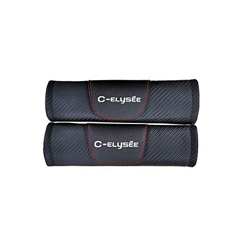 2 Piezas Cubiertas De CinturóN De Seguridad Hombreras, para Citroen C-Elysee Fibra De Carbono Hombro Correa Protector Seguridad con Logo Auto Interior Accesorios