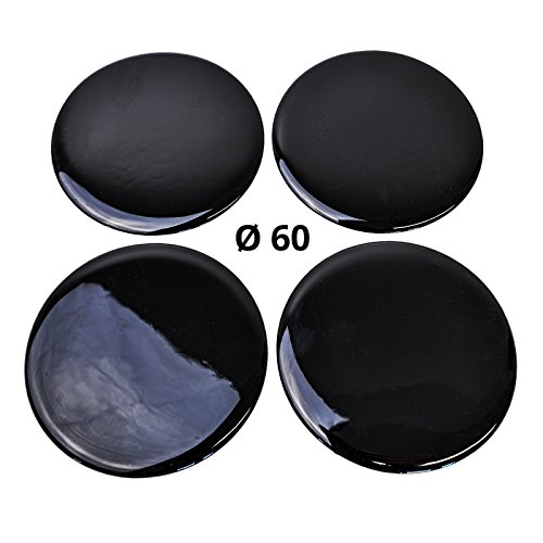 4 adhesivos de silicona para tapacubos de 60 mm de diámetro, diseño negro y negro