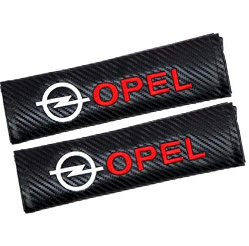 666 2 piezas de fibra de carbono + almohadilla bordada para cinturón de seguridad de coche para hombreras de carreras para Opel