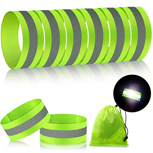 8 Piezas Bandas Reflectantes de Alta Visibilidad Pulseras Cinta Correas Reflectantes Marcha Correr Reflectante para Mujer Hombre Correr Ciclismo Caminar Brazo Muñeca Tobillo Pierna