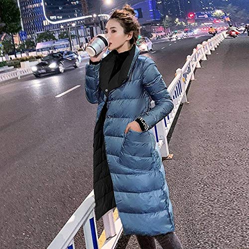 AAJIA Chaqueta de Plumas Women Double Sided Down Long Jacket Winter 90% White Duck Down Coat Double Breasted Warm Parkas Snow Outwear,Sky Blue,M