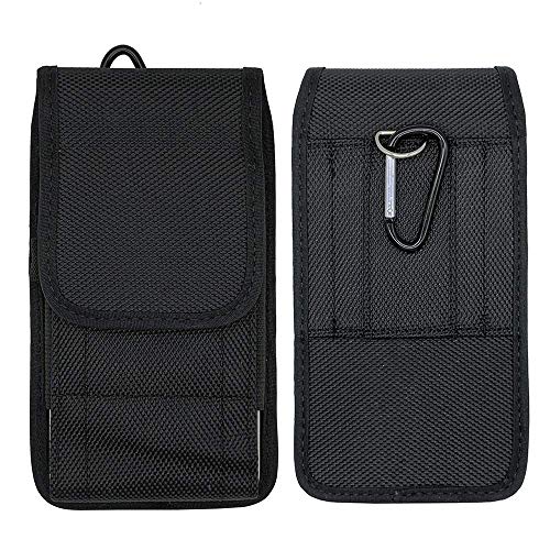 ABCTen Funda Universal con Clip de Cinturón para Xiaomi Mi Note 10 Lite/Mi 9/9 SE/Mi Play/Redmi Note 7 Smartphone Carcasa Vertical/Horizontal Nylon Bolsa de la Cintura Cover Negro