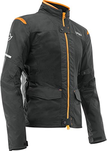 Acerbis Chaqueta de moto con protectores Ramsey My Vented 2.0, chaqueta textil larga negro/naranja, XL, para hombre, Tourer, todo el año