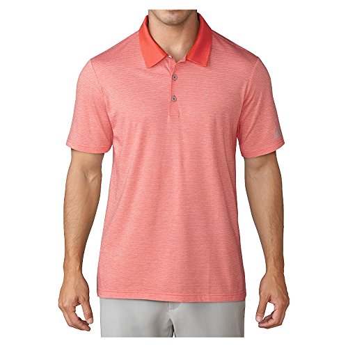 adidas Golf Hombres del Club Cotton-Hand Mini Polo de Rayas, Hombre, Blaze Orange Melange