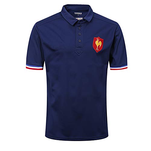 AFDLT 2018-19 French Fan Hombre Rugby Jersey 2019 World Cup Child Casual Verano Cuello Redondo CháNdales Copa Mundial Respirable Uniforme Top,Blue,XL