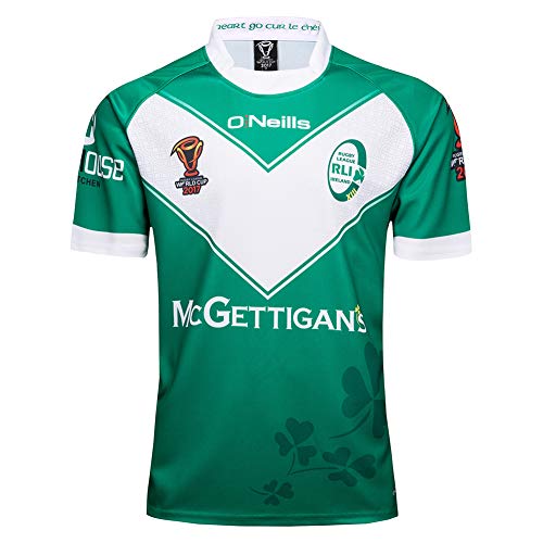 AFDLT Hombre Rugby Jersey Copa Mundial Ireland Polo Shirt Casual Redondo CháNdales Respirable Camiseta de fútbol,Green,S