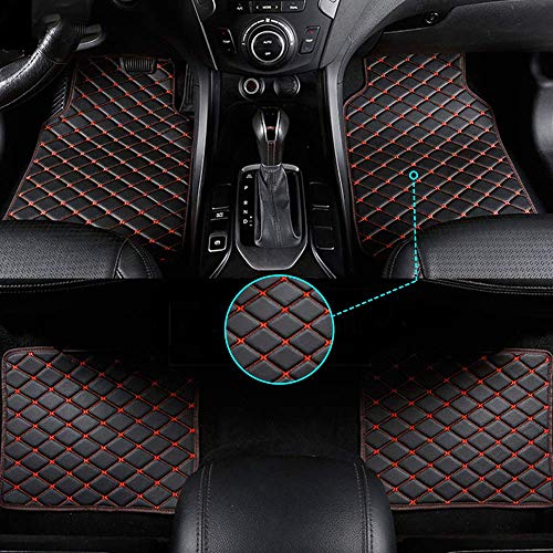 Alfombrillas Para Citroen C2 C3 C4 C5 C6 DS3 DS4 DS5 C4L C-ZERO Antideslizantes de Goma de PVC para Coche, Resistentes, fáciles de Limpiar, Tapetes delanteros y traseros (4 Piezas Negro y Rojo)