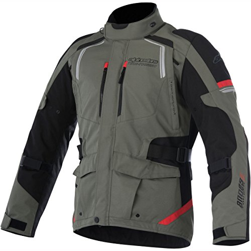 Alpinestars Chaqueta moto Andes V2 Drystar Verde Negro Rojo, Verde military/Negro/Rojo, S