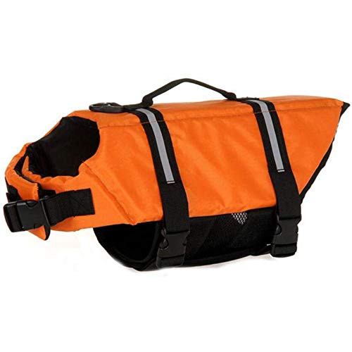 Amo-Lole Chaleco Salvavidas para Perros, Chaleco Reflectante Chaleco Salvavidas Salvavidas para Mascotas Abrigo Chaleco Salvavidas Flotante con Mango De Rescate para Paseos En Bote, Surf, Naranja,S