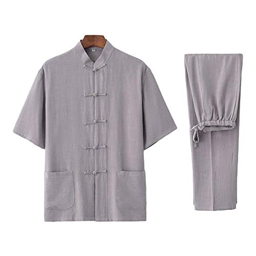 Axpdefi Traje Tang Traje Tradicional Chino Antiguo Artes Marciales Tangzhuang Kung Fu Chaqueta de Manga Larga Trajes Traje de Camisa, G-XL