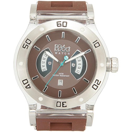 B360 watch Unisex-Reloj Grande, 5 Bares analógico de Cuarzo Silicona Clase B Brown borrarcity L