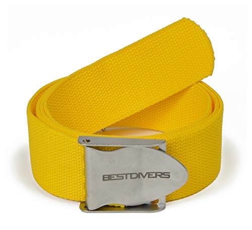 Best divers ZI0130I - Cinturón para plomos Sub, Hebilla de Acero Inoxidable, Color Amarillo