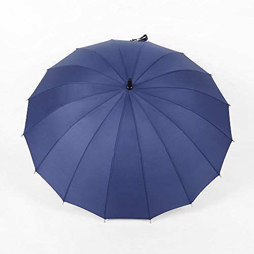 B/H Paraguas Abierto Automático Repelente al Viento,Paraguas a Prueba de Viento, Poste Recto de 16 Huesos para Exteriores a Prueba de Lluvia, Unisex-Azul Oscuro_16k