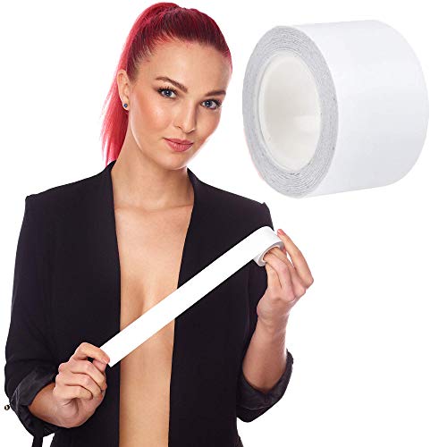 Bilbette Cinta adhesiva transparente de doble cara para mujer, resistente, súper ancha, para ropa de cuerpo invisible, resistente