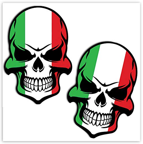 Biomar Labs® 2 pcs Pegatinas Punisher Calavera Bandera Nacional Italia Vinilo Adhesivo Autos Coches Motos Ciclomotores Bicicletas Ordenador Portátil B 130