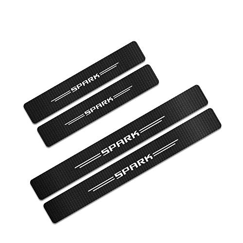 BNHHB 4Pcs Pegatinas de Placas de Patada de Fibra de Carbono para Chevrolet Spark, Umbral de Paso de umbral de Puerta de Coche Película Protectora Resistente a la Pintura, Accesorios de diseño