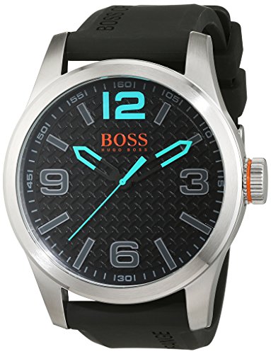 BOSS Orange 1513377 - Reloj de Pulsera para Hombre PARÍS analógico, de Cuarzo, Cuero, Silicona