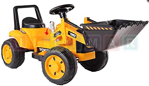 BSD Coche Electrico para Niños Auto Alimentado con Batería Vehículo Eléctrico - Tractor, Bulldozer- Amarillo