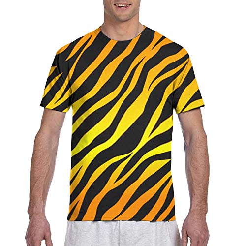 Camisetas de Hombre Patrón de Rayas de Tigre Negro y Naranja Ropa de Trabajo para Hombres Camiseta de Manga Corta