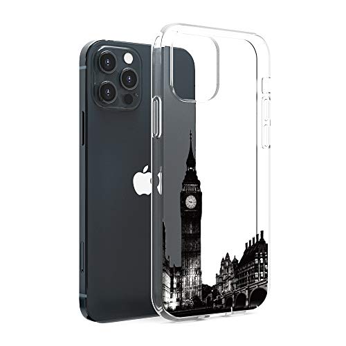 CasesByLorraine Funda compatible con iPhone 12 Pro Max 6.7 pulgadas, London City Skyline Big Ben transparente flexible TPU gel suave para iPhone 12 Pro Max 6.7 pulgadas (versión 2020)