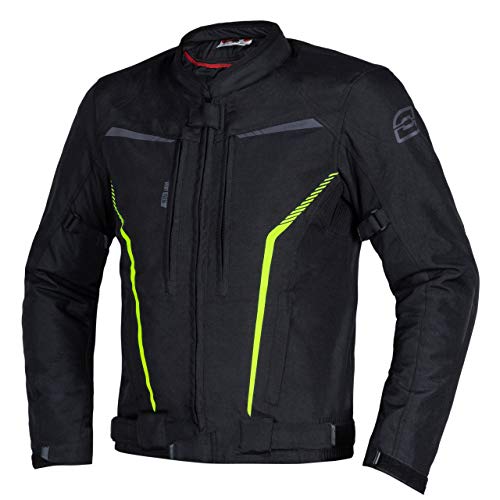 Chaqueta de moto textil Ozone Delta IV para hombre Protectores de codos y hombros de membrana 3 canales de ventilación Elementos reflectantes 4 bolsillos