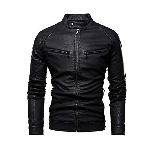 Chaqueta De Otoño para Hombre, Abrigo De Bombardero para Hombre, Nuevas Chaquetas De Invierno Retro Delgadas, para Hombre, De Cuero PU, con Cuello Alto, Ropa Deportiva, T