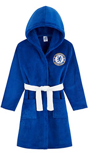 Chelsea F.C. Bata Forro Polar Niño, Albornoz Niño con Capucha y Cinturon, Batas de casa Para Niños Oficiales, Regalos para Niños y Adolescentes Edad 3-14 Años (Azul, 4-5 años)