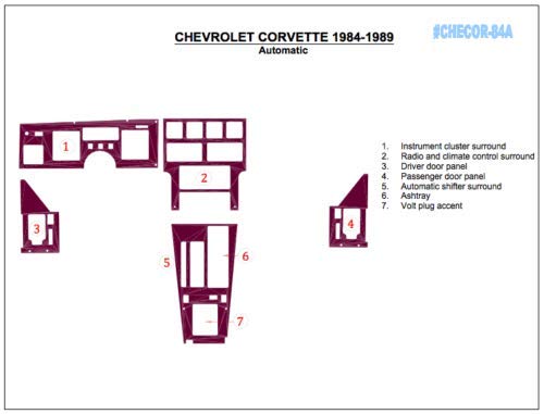 Chevrolet Dash Chevy Corvette C-4 de Madera Interior del Kit del 1984 1985