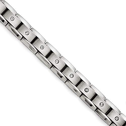 Chisel Titanio Pulido Mate 1 CT TW. Pulsera de Diamante, 20 cm