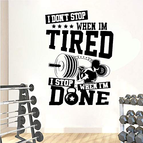 Citas inspiradoras GIMNASIO Fitness Deportes Levantamiento de pesas Barbell Hombre musculoso Etiqueta de la pared Calcomanía de vinilo Dormitorio Sala de estar Sala de entrenamiento Club de cultu