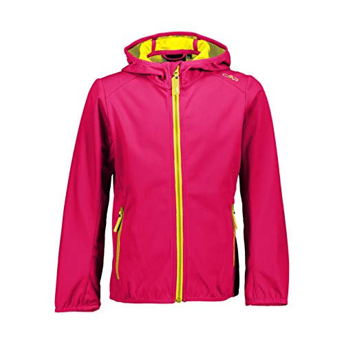 CMP Softshell Jacket With Fixed Hood Chaqueta Softshell con Capucha Fija, geraneo-lemon, 140