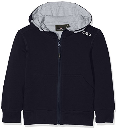 CMP Stretch Cotton Sweatshirt Full Zip Sudadera para niño, Niños, Sudadera, 38D8314, Negro y Azul, 104