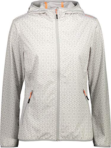 CMP Woman Fix Hood Jacket Light Softshell 31A5456 Bianco-Stone 02XG - Chaqueta para mujer (talla 36)