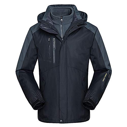 Comcrib 3 en 1 Chaqueta para Hombre al Aire Libre Chaqueta de Esquí Impermeable a Prueba de Viento Chaqueta de Función Chaqueta de Senderismo Chaqueta de Invierno para Trekking Montañismo Esquí