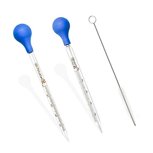 Cuentagotas,2pcs pipeta,5ml,10 ml pipetas plastico Pipetas,con gotero pipeta de Goteo de Goma Azul Cabeza Pipetas