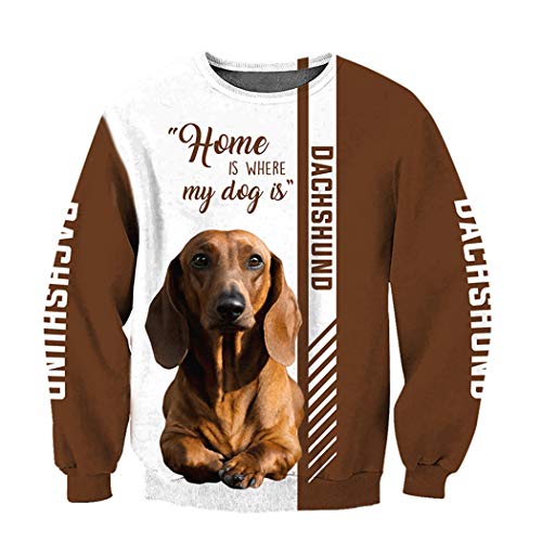 Dachshund Dog Sudaderas con Cremallera 3D Hombres Mujeres Sudaderas de Manga Larga Chaqueta Pullover Chándal sweatshits L