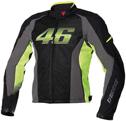 Dainese-VR46 AIR TEX Chaqueta, Negro/Fluo-Amarillo, Talla 50