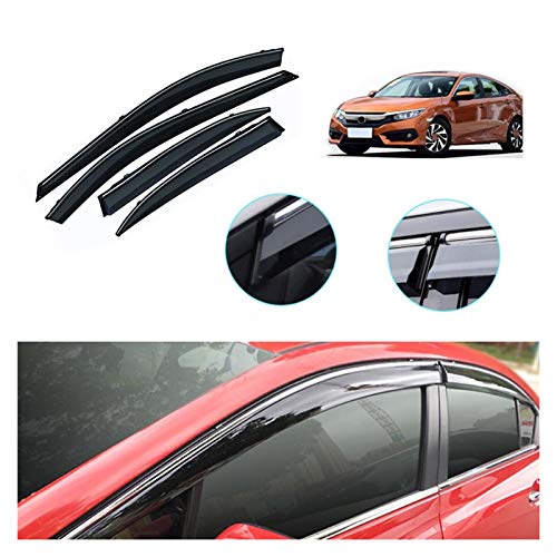 Deflectores de Viento 4 Uds Estilo De Coche Ventana De Humo Parasol Y Lluvia Deflector De Protección para Honda Civic Sedan 2012 2013 2014 2015 HXJH Visera Lateral