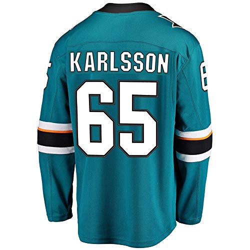 DEMWY Hombre/Mujer/Juventud_Erik_Karlsson_#65_Verde Azulado_Chándales_Hockey_Jersey S-XXXL