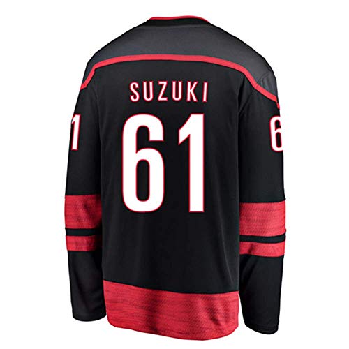 DEMWY Hombre/Mujer/Juventud_Ryan_Suzuki_#61_Negro_Juego_Chándales_Hockey_Jersey S-XXXL